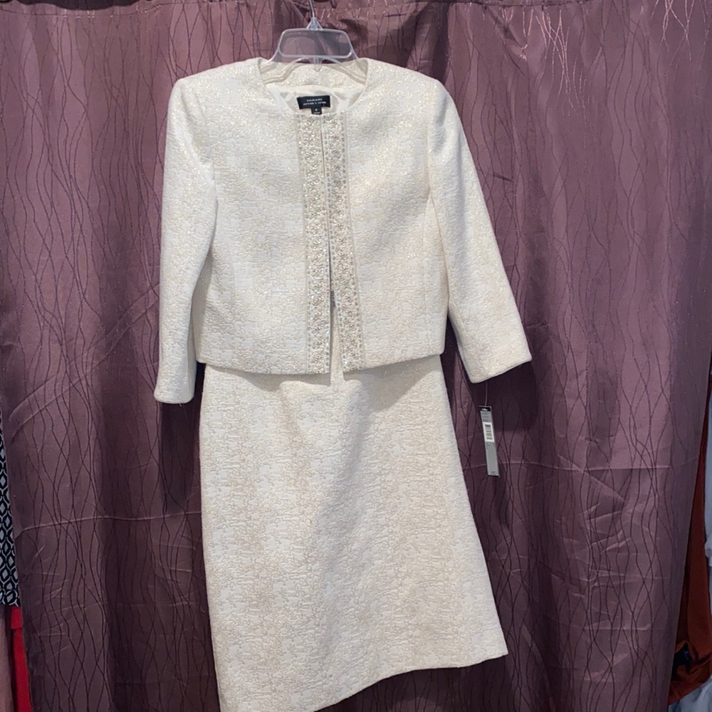 Tahari Cream Midi Dress with Jacket